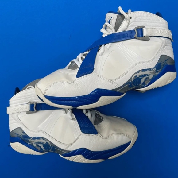 Nike Air Jordan 8.0 Size 12 White/Royal Blue/Silver 467807-102 - Picture 1 of 5